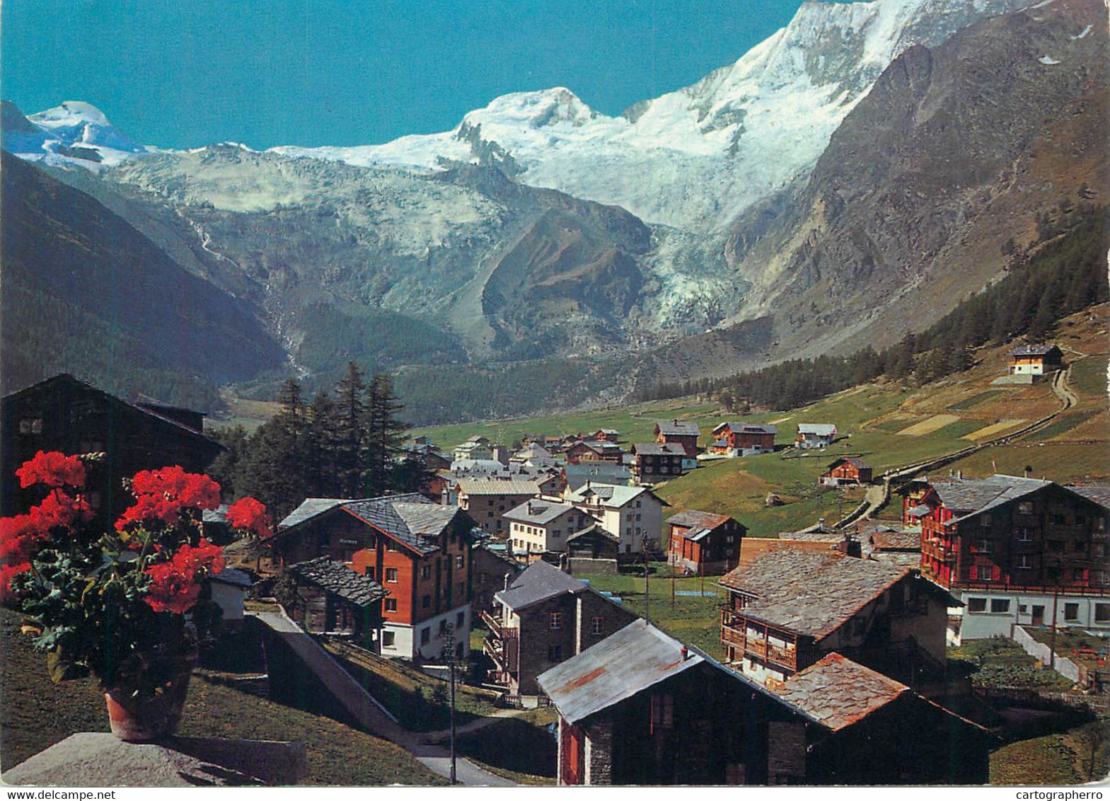 Switzerland Postcard Saas Fee Gegen Fee Gletscher Allalinhorn Alphubel Und Taschhorn 1977 - Saas Im Prättigau