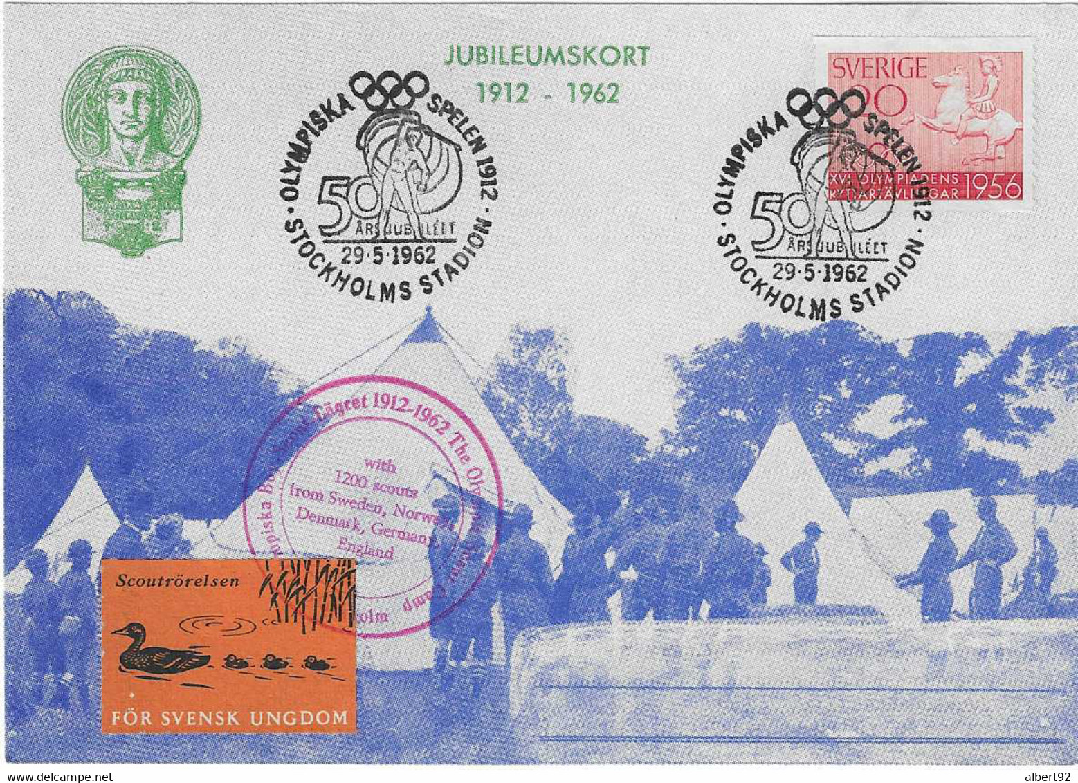 1962 Cinquantenaire Des Jeux Olympiques De Stockholm 1912: Jamboree Scout Sur Le Stade Olympique - Verano 1912: Estocolmo