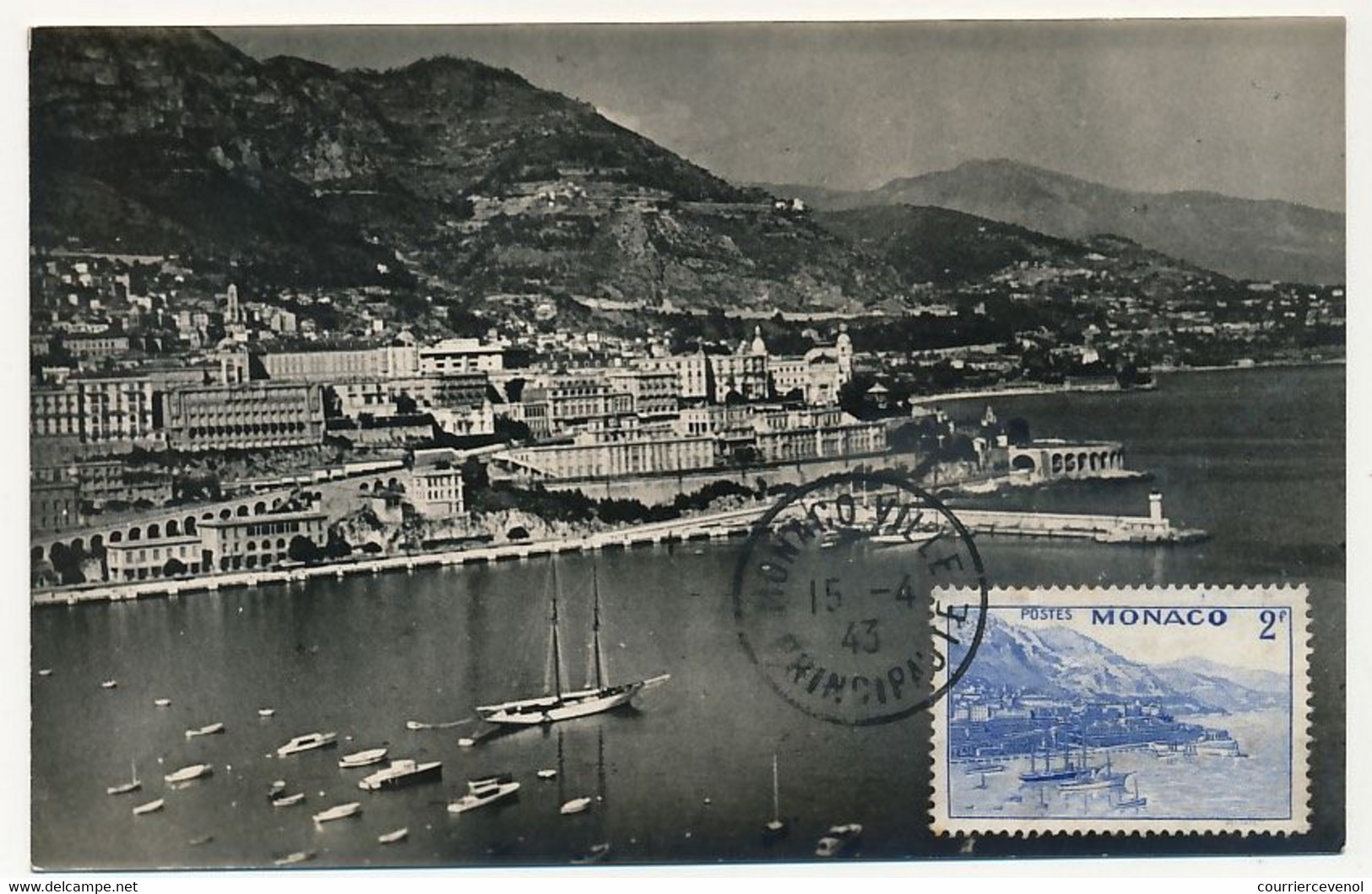 MONACO => Carte Maximum => 2F Le Port - Monaco-Ville Principauté 15/4/1943 - Cartes-Maximum (CM)