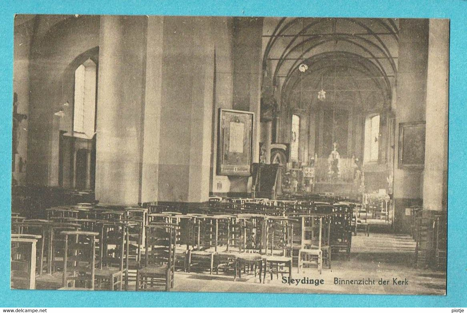 * Sleidinge - Sleydinge (Evergem - Oost Vlaanderen) * Binnenzicht Der Kerk, Intérieur De L'église, Autel, Old, Rare - Evergem