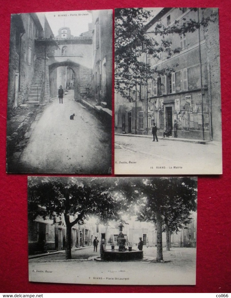 83 Rians Cpa Lot De 3 Cartes Place St Laurent, Porte St Jean & Mairie éditeur Bardou Dos Scanné - Rians