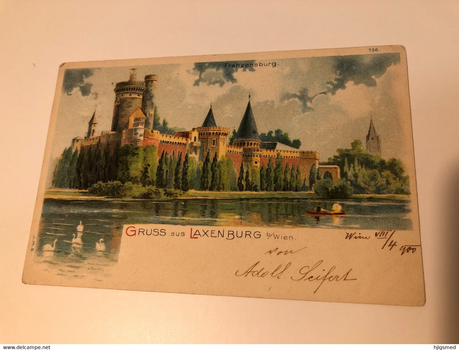 Austria Österreich LITHO Laxenburg Bei Wien Castle Schloss Pond Lake Swan JMB 15106 Post Card POSTCARD - Laxenburg