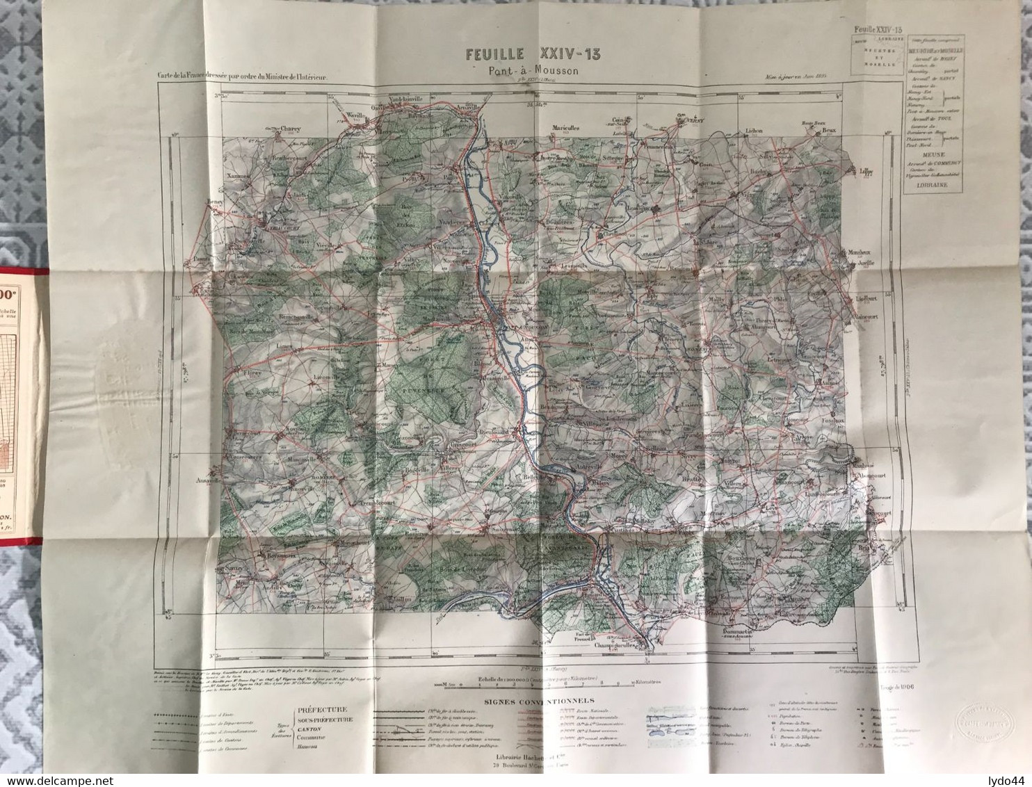 PONT A MOUSSON ,  Carte 1/100.000 , Ministère De L'Intérieur , Maj Juin 1895 ,  Tirage De 1906 , Service Vicinal - Cartes Routières