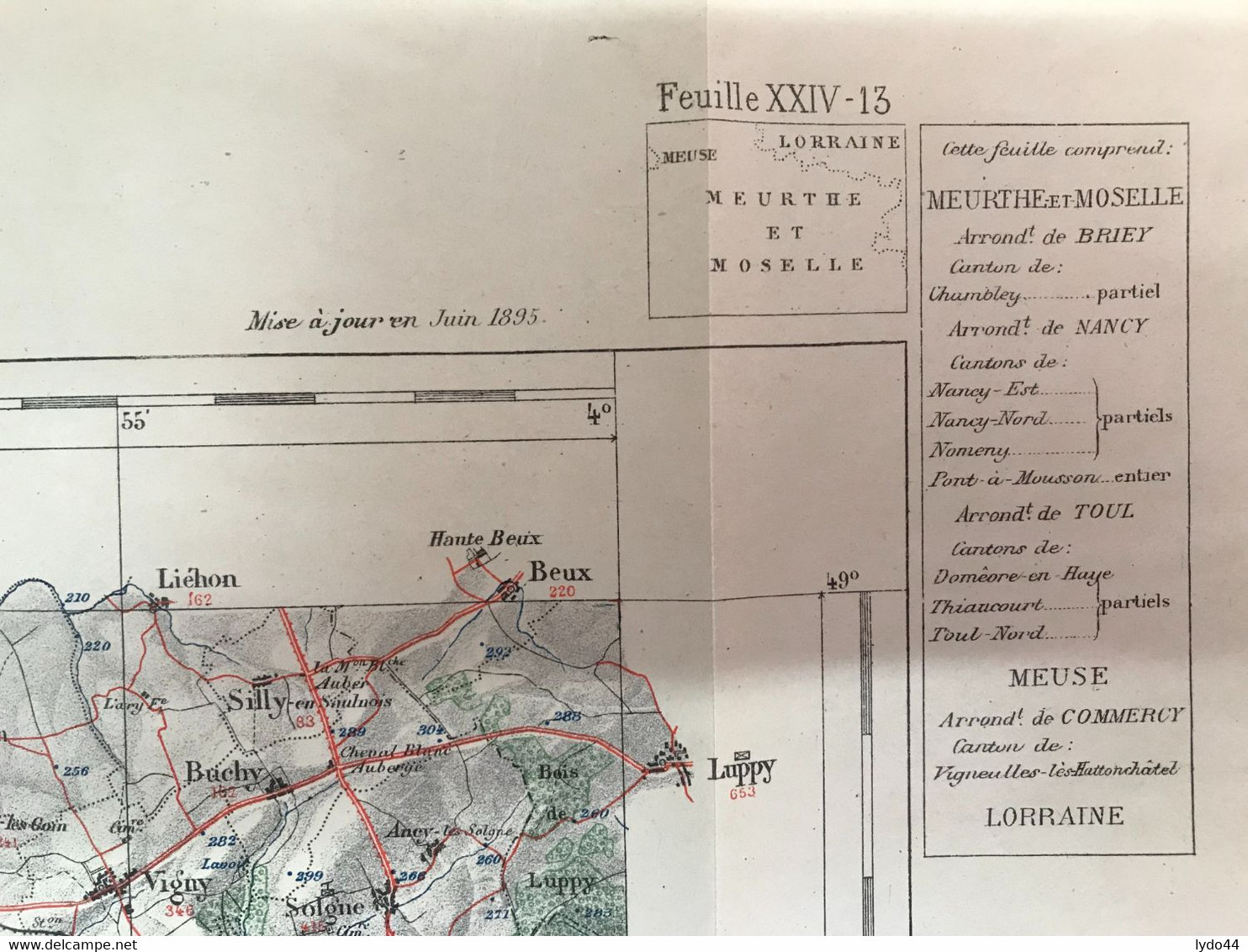 PONT A MOUSSON ,  Carte 1/100.000 , Ministère De L'Intérieur , Maj Juin 1895 ,  Tirage De 1906 , Service Vicinal - Cartes Routières