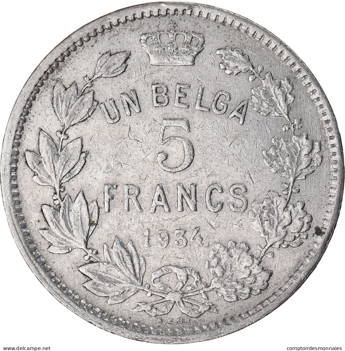 Monnaie, Belgique, 5 Francs, 5 Frank, 1934 - 5 Frank & 1 Belga