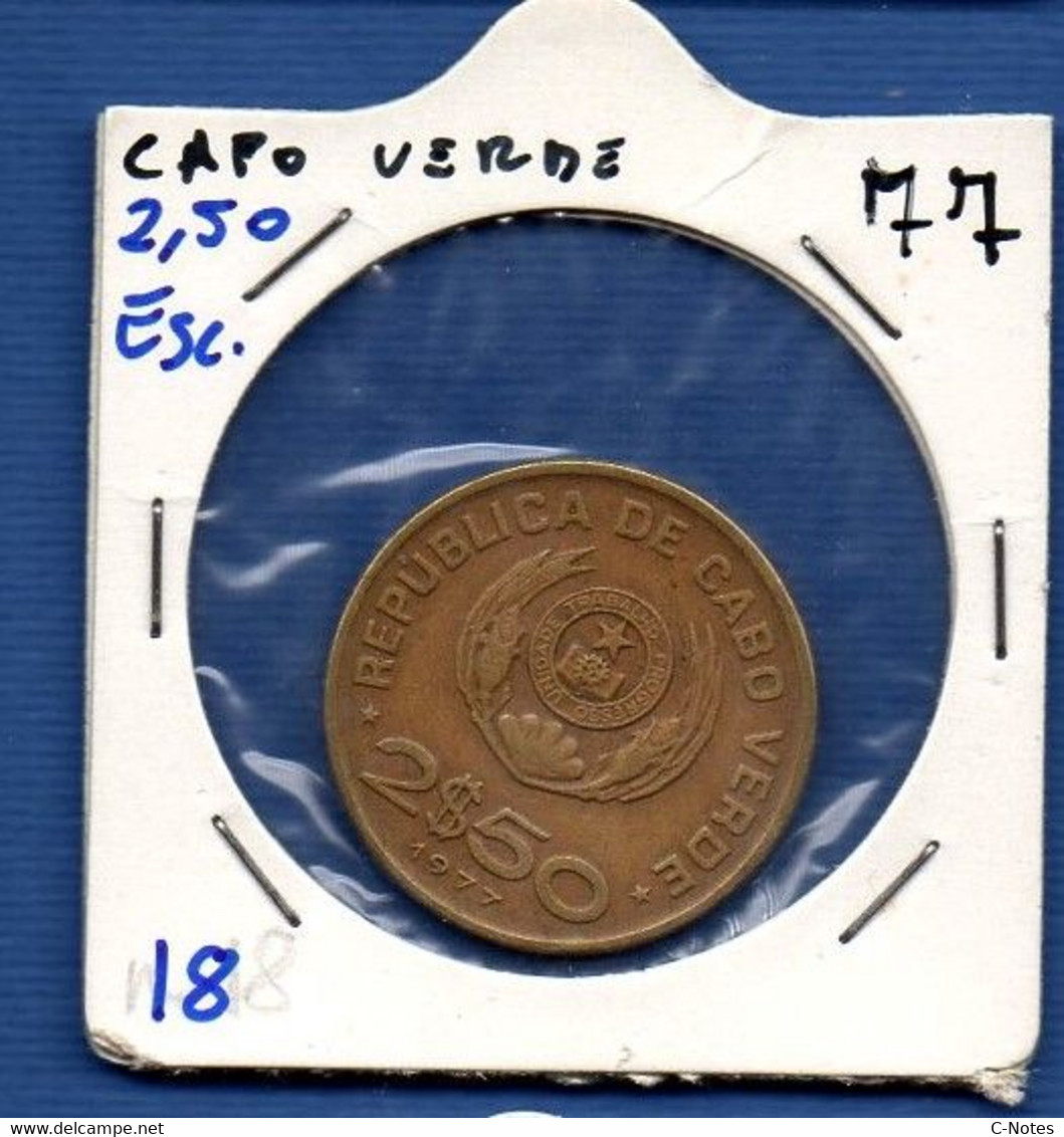 CAPO VERDE - 2,50 Escudos 1977 -  See Photos -  Km 18 - Cape Verde