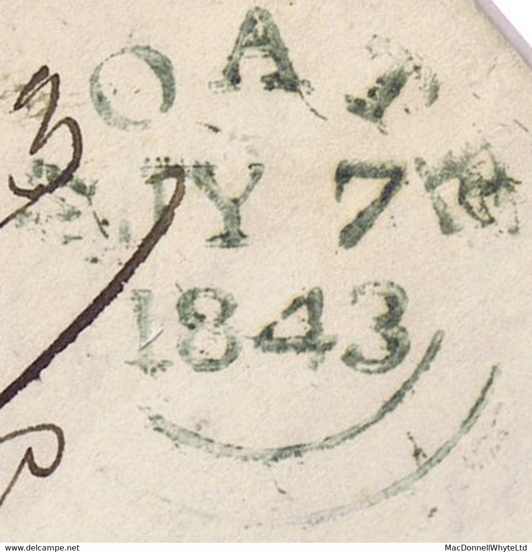 Ireland Westmeath Uniform Penny Post 1844 Cover Streamstown To Dublin Prepaid "1" With MOATE JY 7 1843 Cds In Green - Prephilately