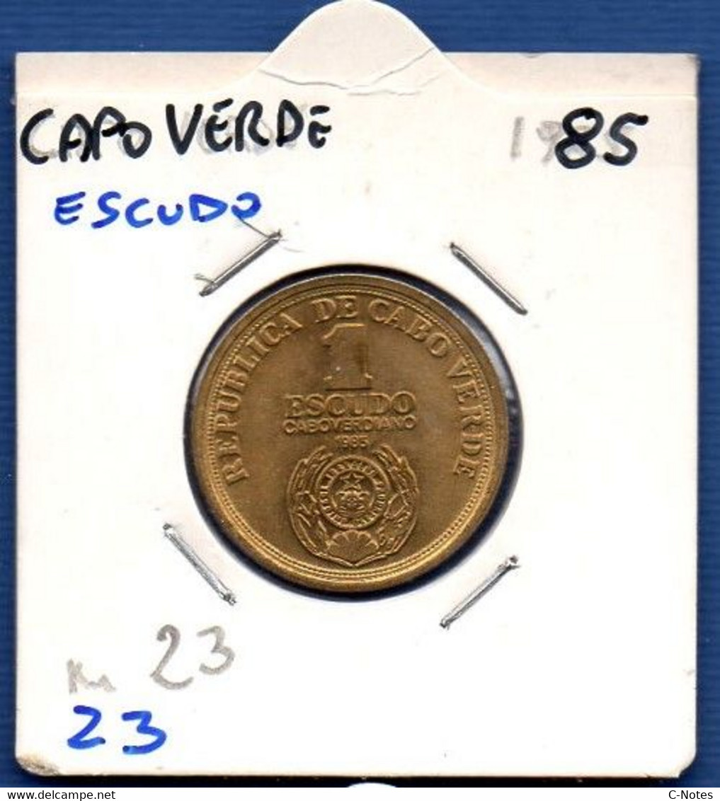 CAPO VERDE - 1 Escudo 1985 -  See Photos -  Km 23 - Cape Verde