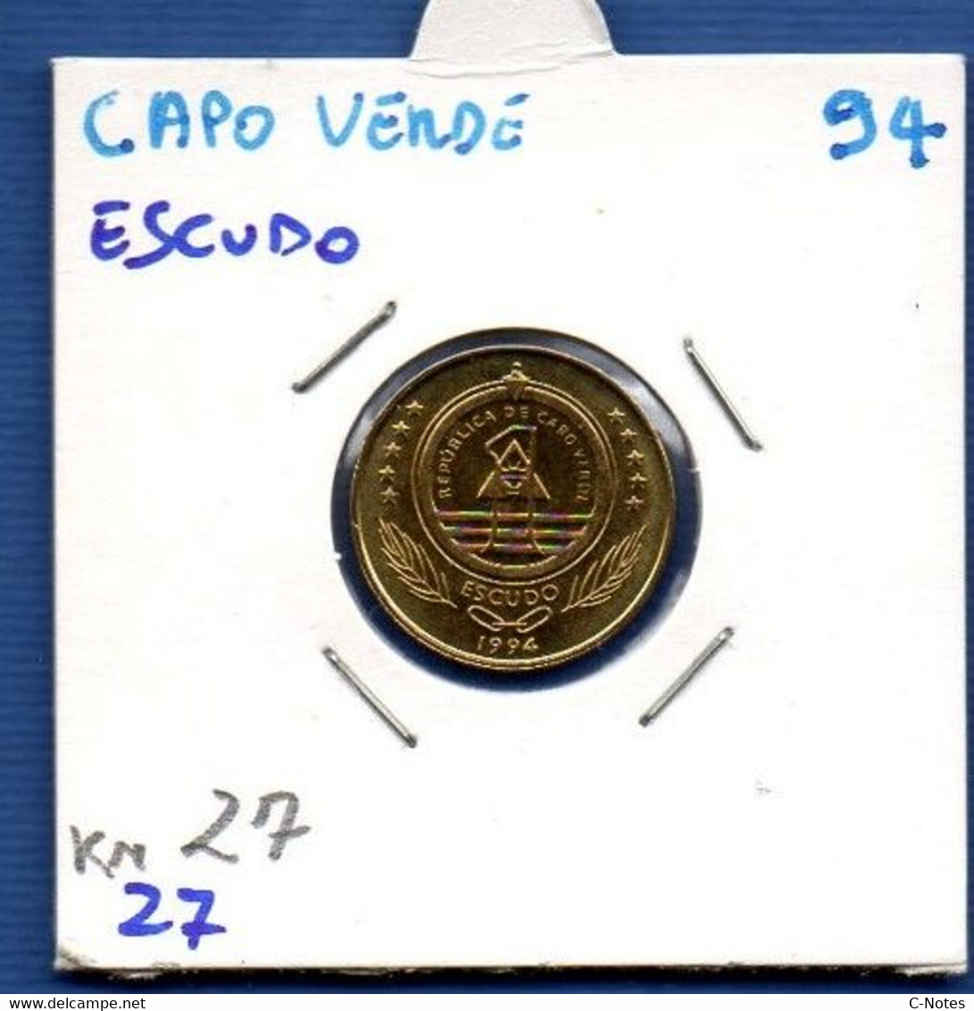 CAPO VERDE - 1 Escudo 1994 -  See Photos -  Km 27 - Cap Verde