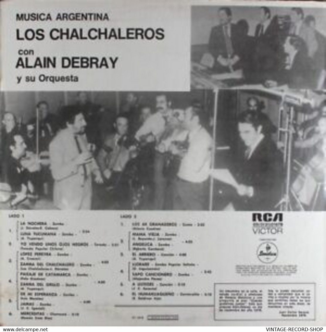 Los Chalchaleros Con Alain Debray Y Su Orquesta* ‎– Musica Argentina RCA VICTOR - Musiques Du Monde