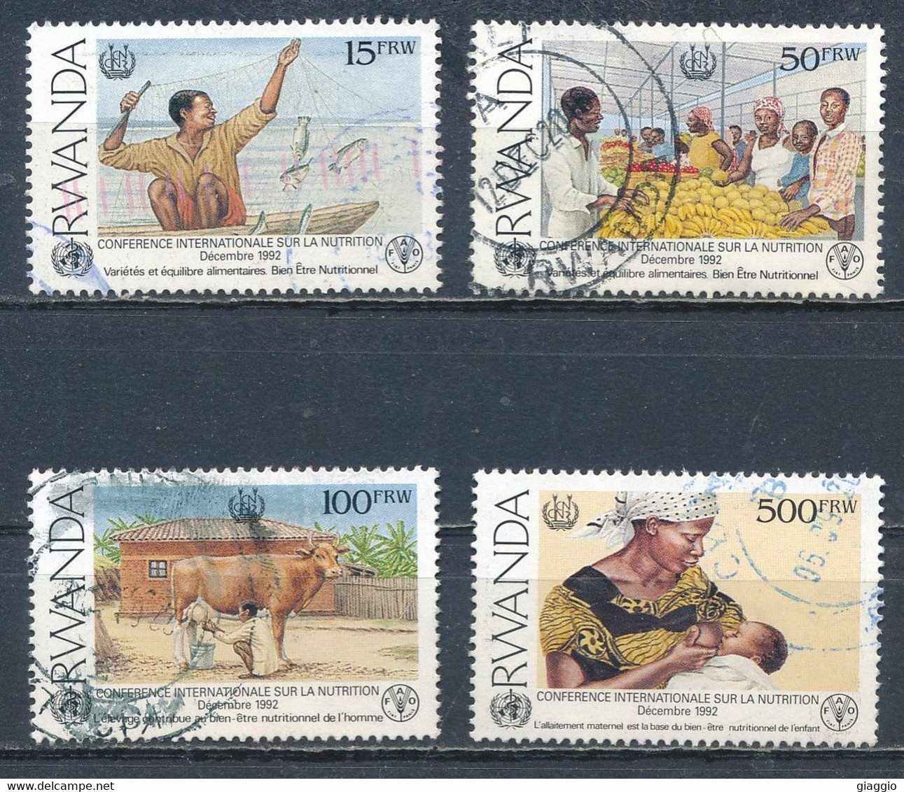 °°° RWANDA - Y&T N°1316A/D - 1992 °°° - Used Stamps