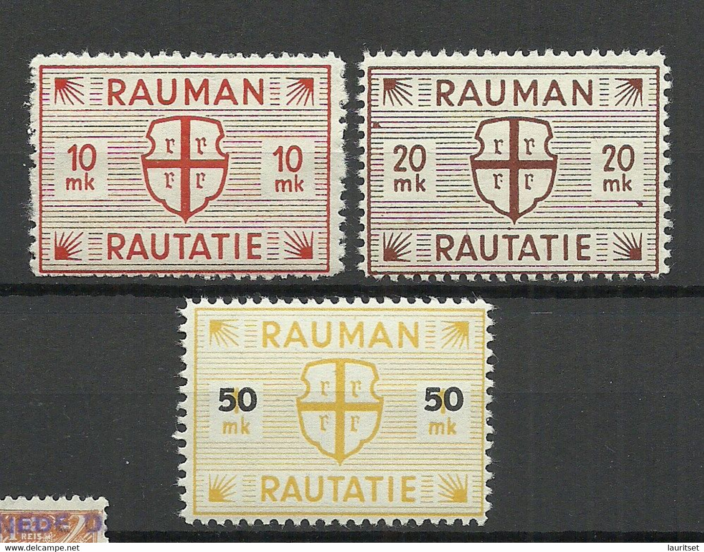 FINLAND FINNLAND 1945 RAUMA Railway Stamps 20 & 30 & 50 MK MNH/MH - Parcel Post