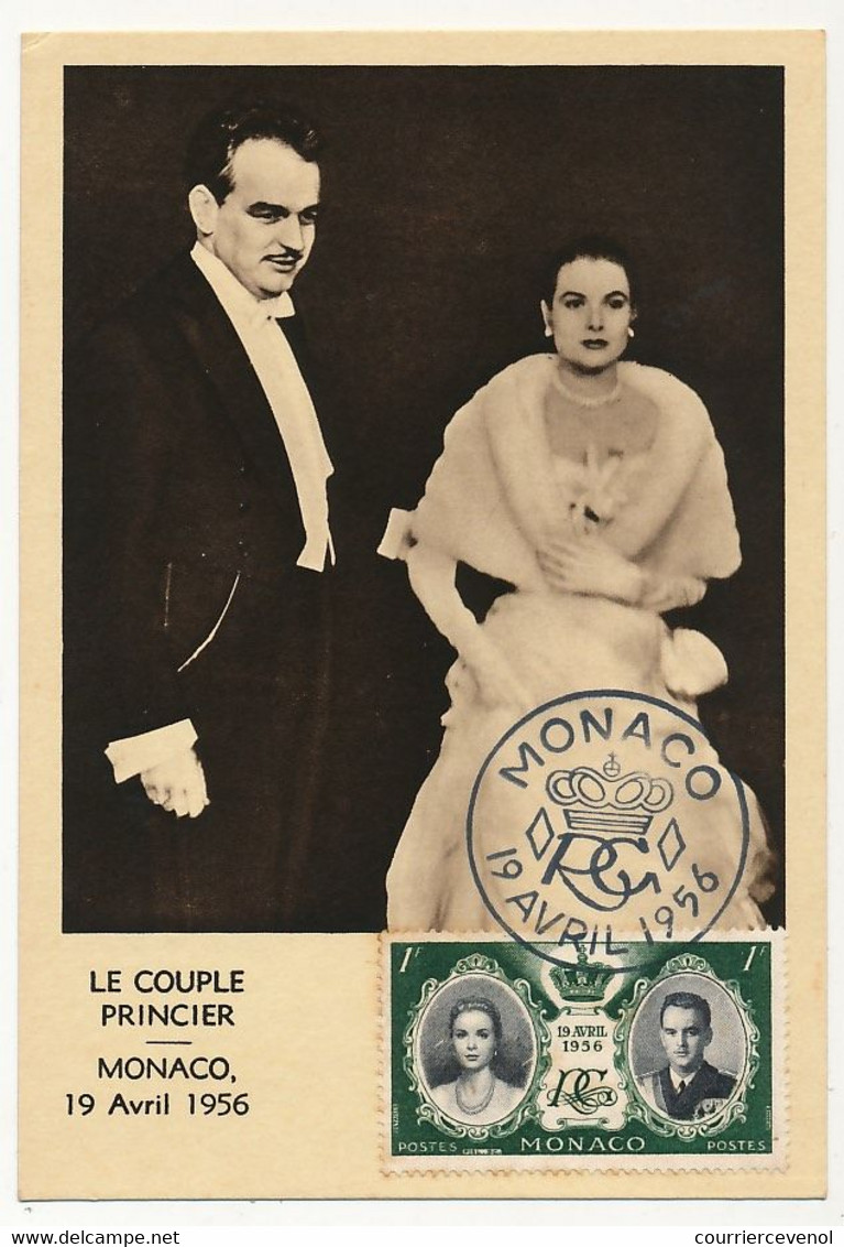 MONACO => Carte Maximum => 1F Couple Princier - Monaco - 19 Avril 1956 - Cartes-Maximum (CM)