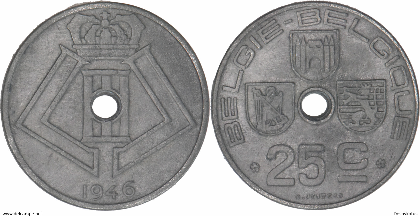 Belgique - 1946 - 25 Centimes Type Jespers - Léopold III - 11-098 - 10 Cents & 25 Cents