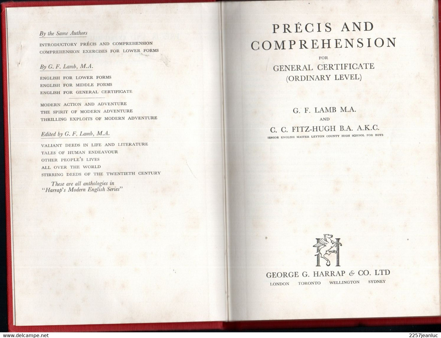 Précis And Comprehension For Géneral Certificate - 1960 - Langue Anglaise/ Grammaire