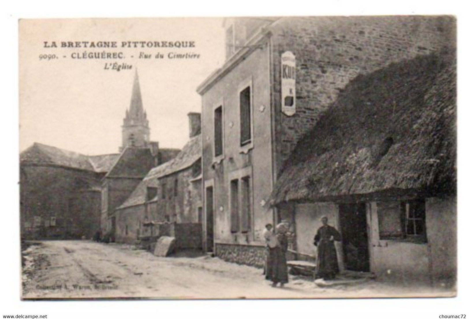 (56) 906, Cléguérec, Waron 9090, Rue Du Cimetière, L'Eglise, Plaque Publicitaire KUB - Cleguerec