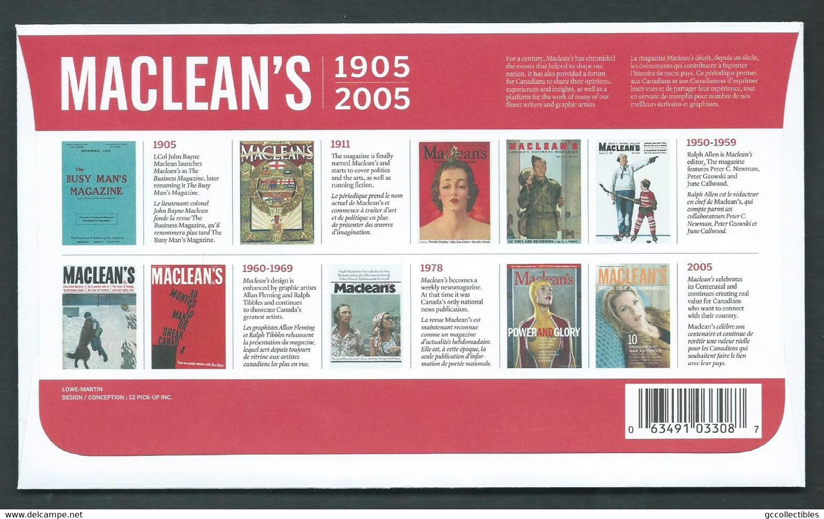 Canada # 2104 - Full Pane Of 16 MNH + FDC - Maclean's Magazine - Hojas Completas