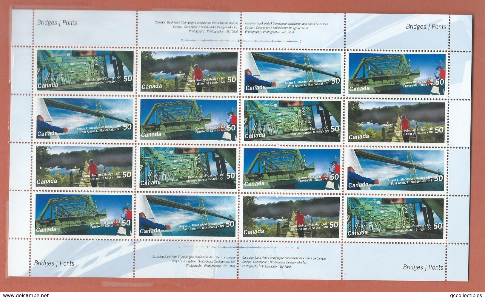 Canada # 2103a (2100-2103) - Full Pane Of 16 MNH - Canadian Bridges - Ganze Bögen