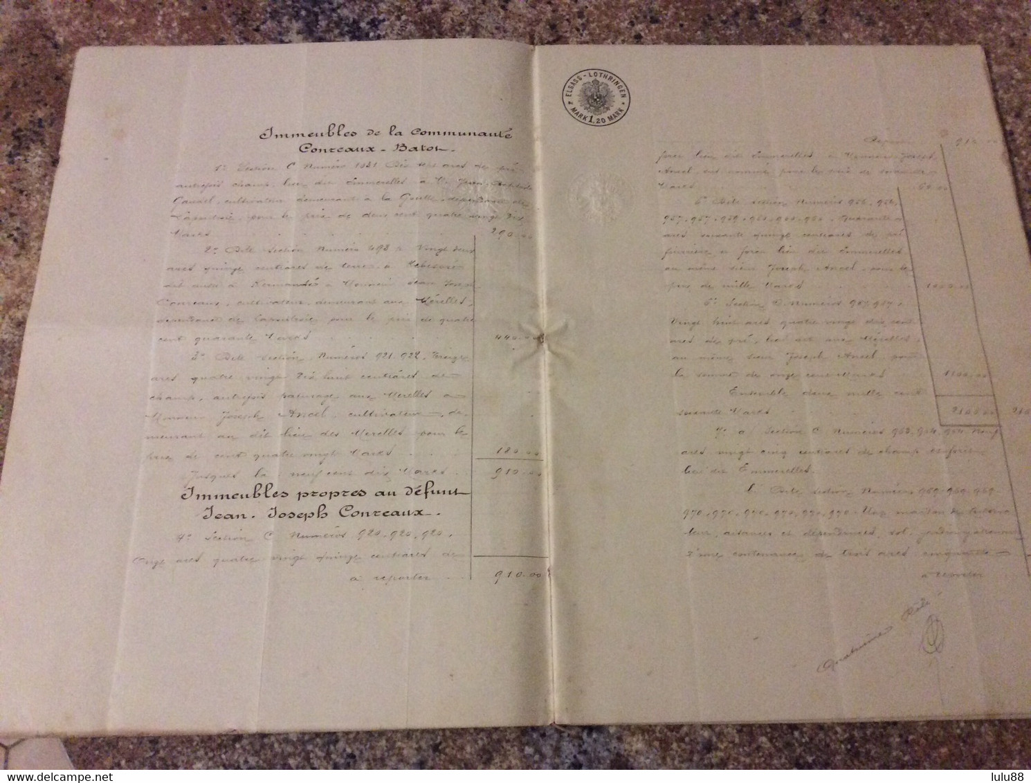 ⭕️ LAPOUTROIE ORBEY Acte Notarié De 1888 Entre  BATOT. CONREAUX SCHRAPFFER - Lapoutroie