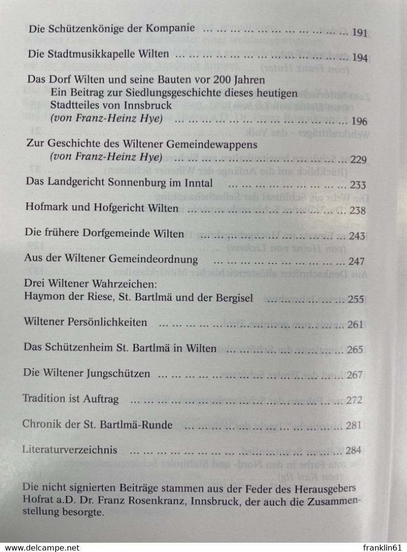 Die Wiltener Schützen : Vom Schützenwesen In Tyrol. - Polizie & Militari