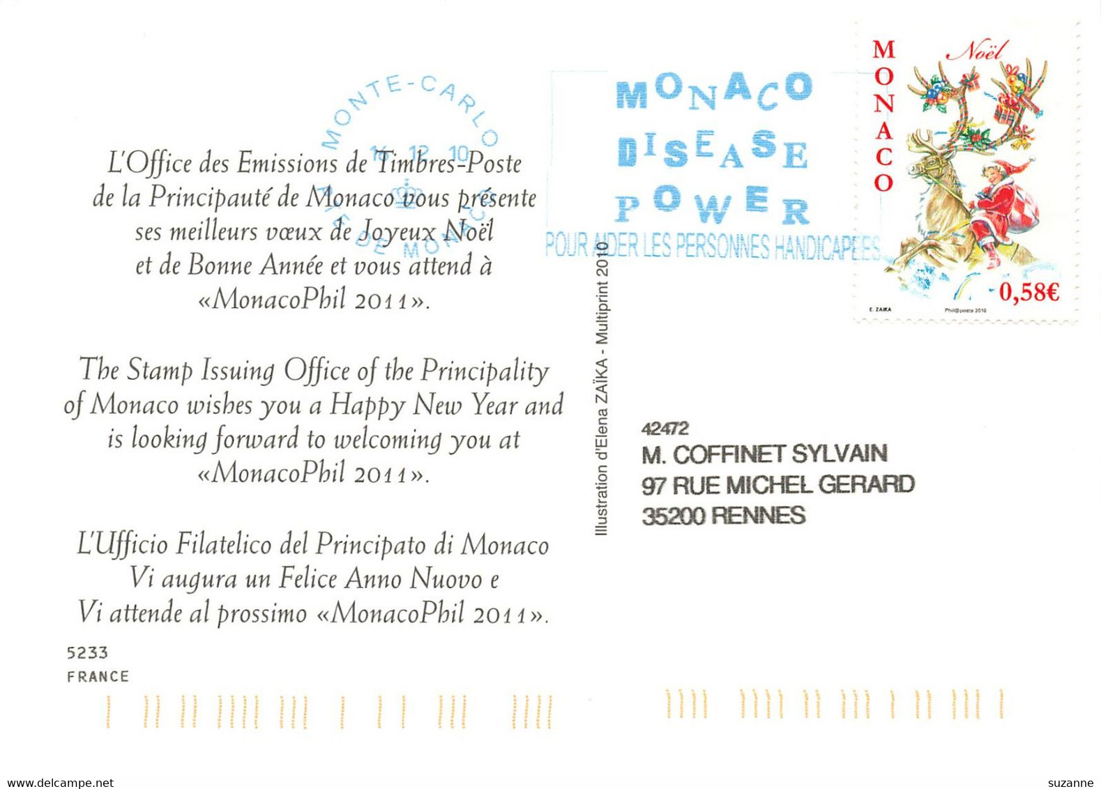 TIMBRES MONACO Sur 3 Cartes 2011 - NOEL - MONACOPHIL - Briefe U. Dokumente