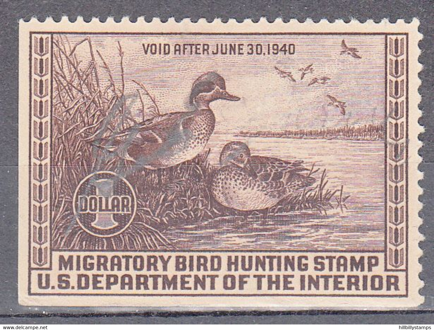 UNITED STATES  SCOTT NO RW6  USED  YEAR  1939 - Duck Stamps