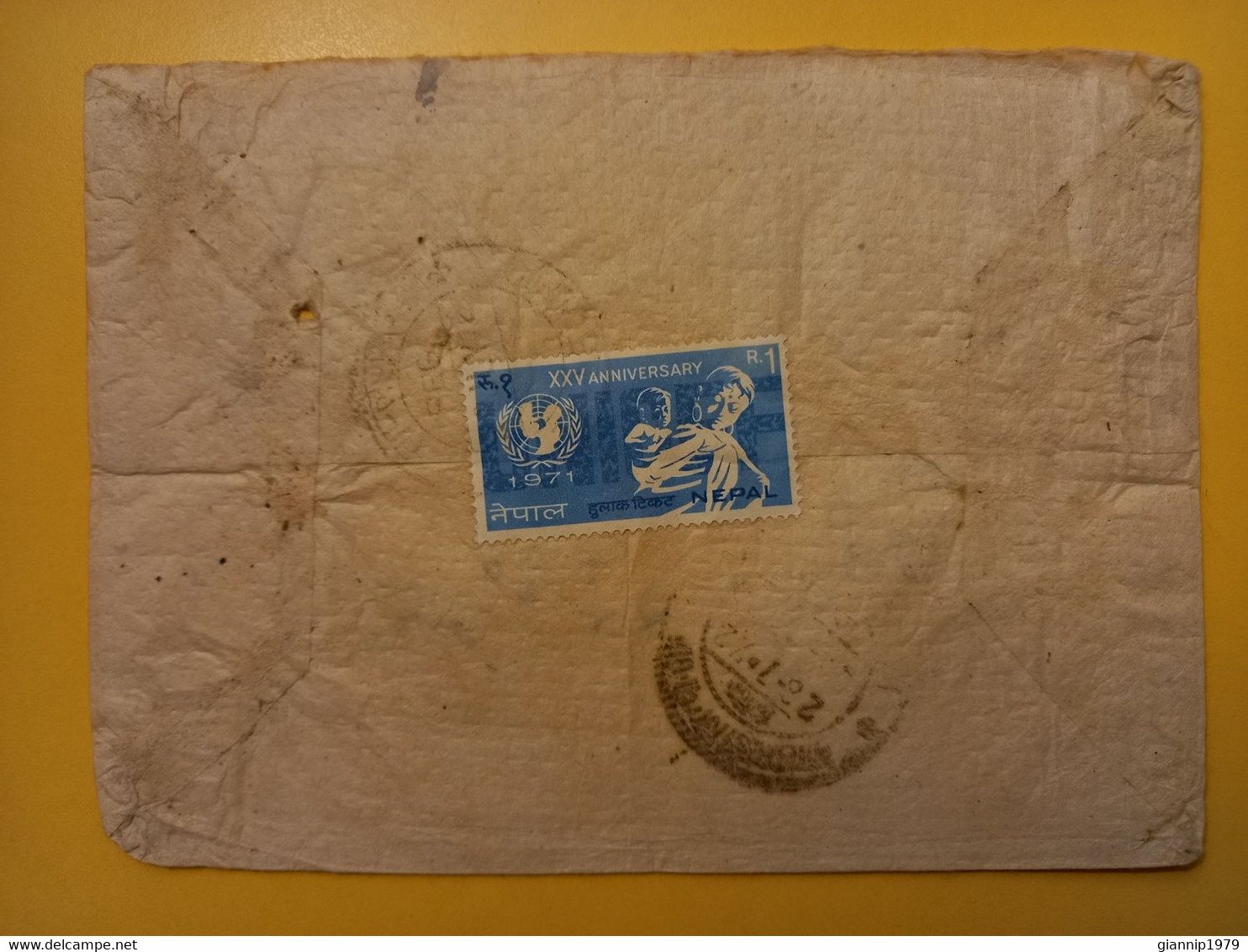 1972 BUSTA COVER NEPAL BOLLO 25 ANNIVERSARY UNICEF OBLITERE' - Népal