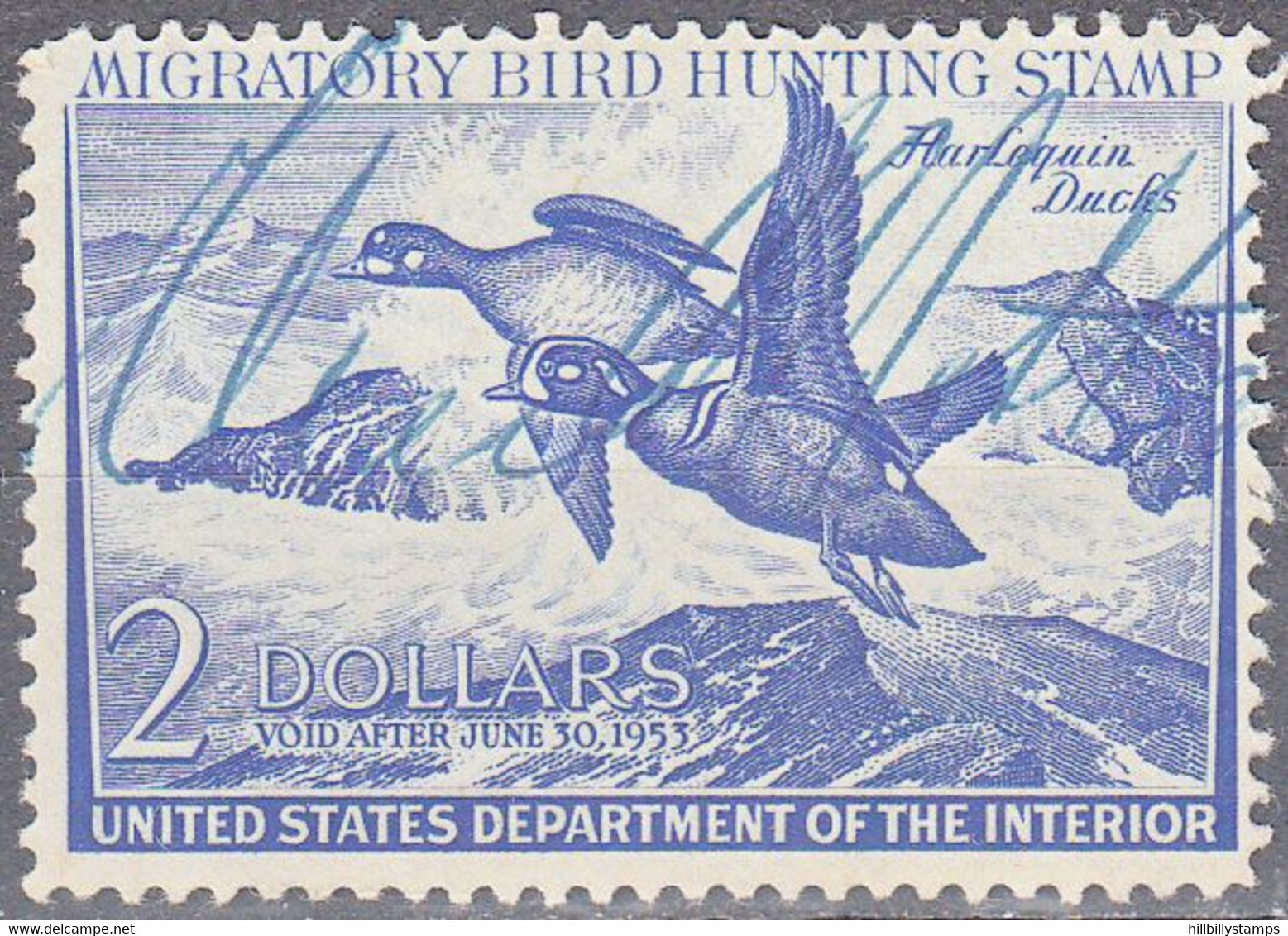 UNITED STATES  SCOTT NO RW19  USED  YEAR  1952 - Duck Stamps