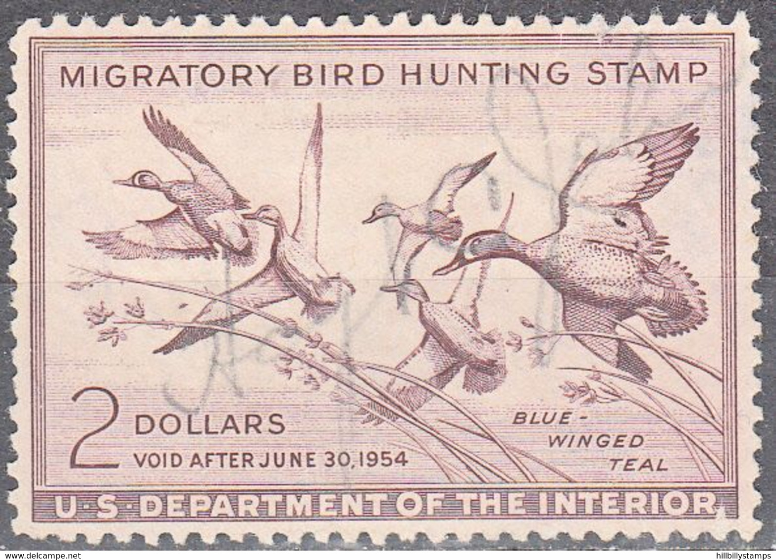 UNITED STATES  SCOTT NO RW20  USED  YEAR  1953 - Duck Stamps