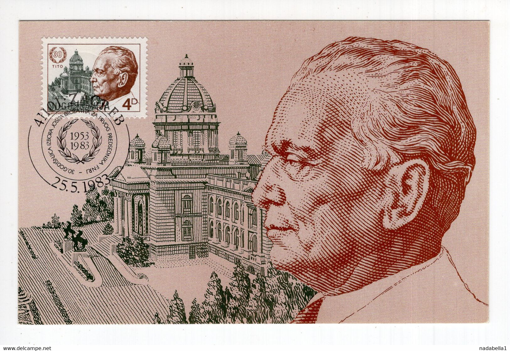 1983. TITO,MAXIMUM CARD,30 YEARS AS ELECTED PRESIDENT,ZAGREB,CROATIA,YUGOSLAVIA, - Cartes-maximum