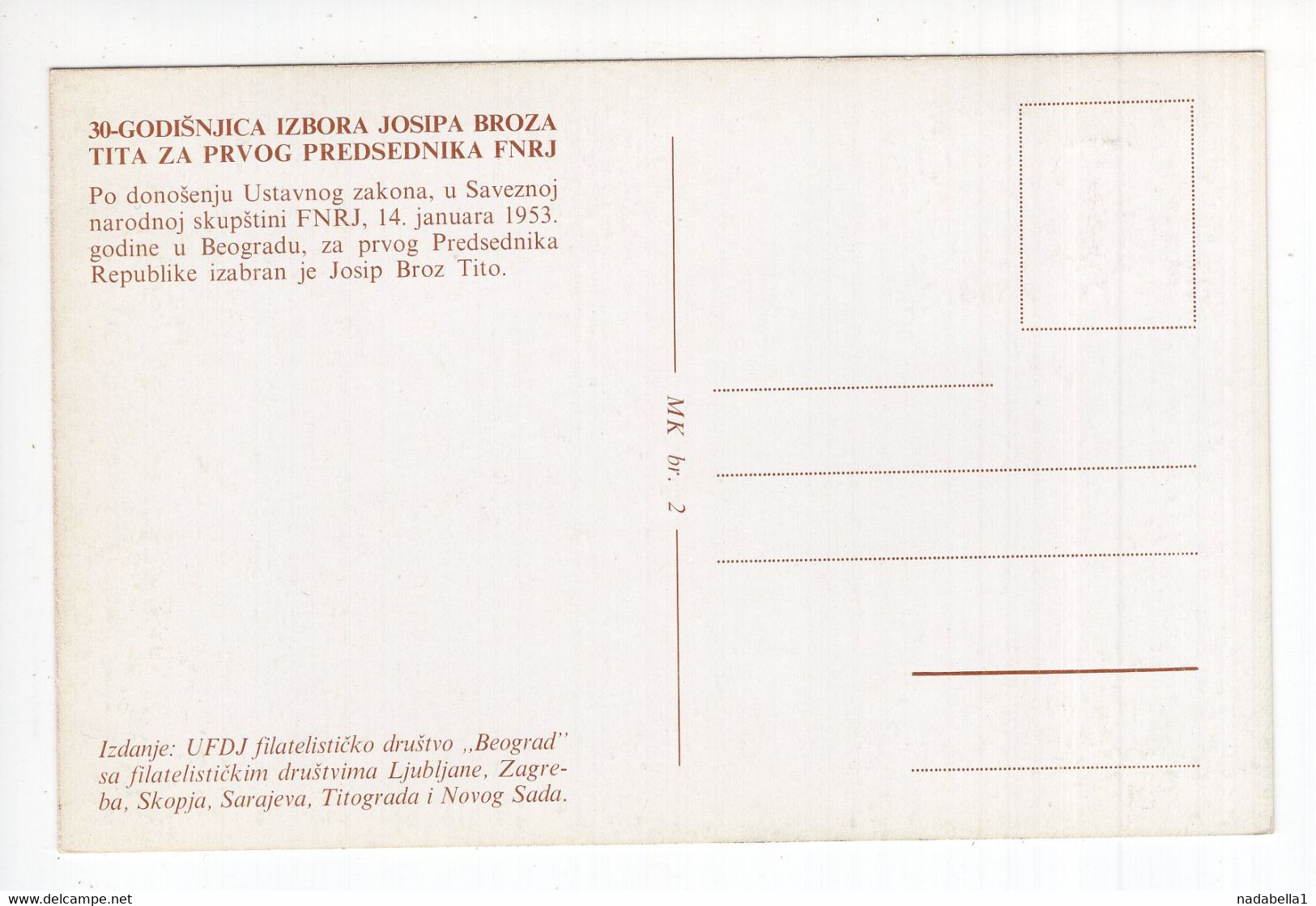 1983. TITO,MAXIMUM CARD,30 YEARS AS ELECTED PRESIDENT,ZAGREB,CROATIA,YUGOSLAVIA, - Cartes-maximum