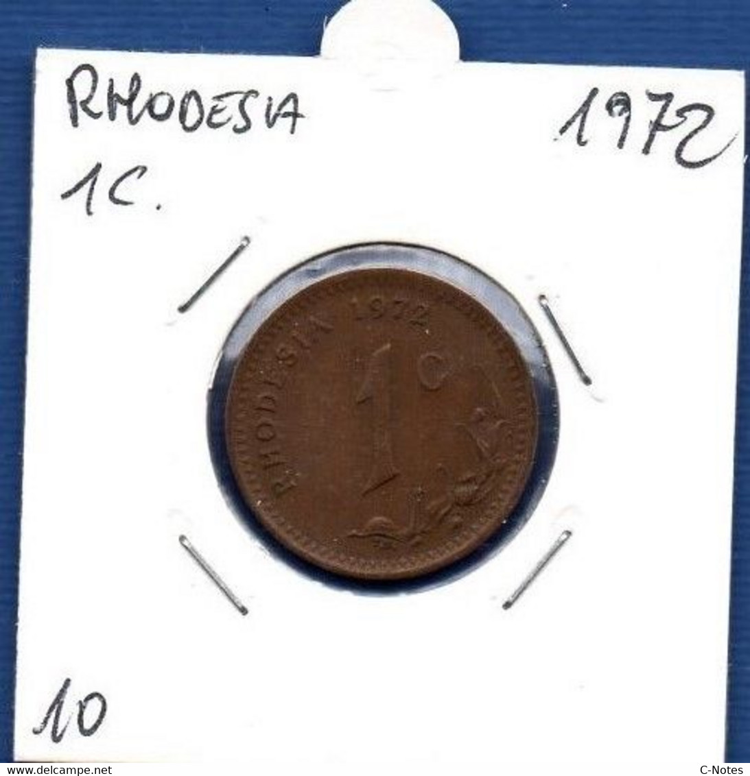 RHODESIA - 1 Cent 1972  -  See Photos - Km 10 - Rhodesia