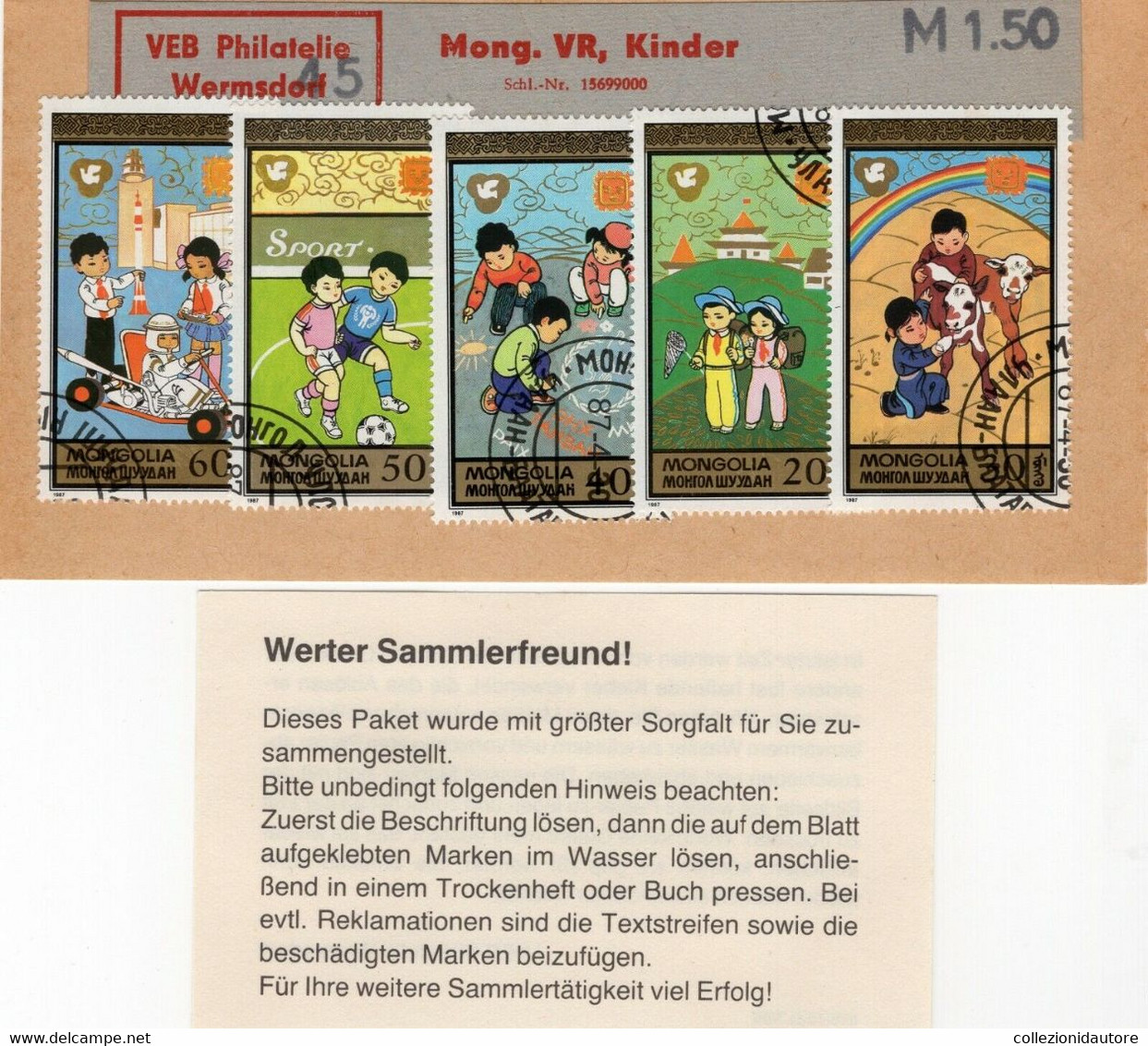 BAMBINI - KINDER - CHILDREN - SERIE DI 5 FRANCOBOLLI DELLA MONGOLIA PREZZATI IN GERMANIA - Andere & Zonder Classificatie