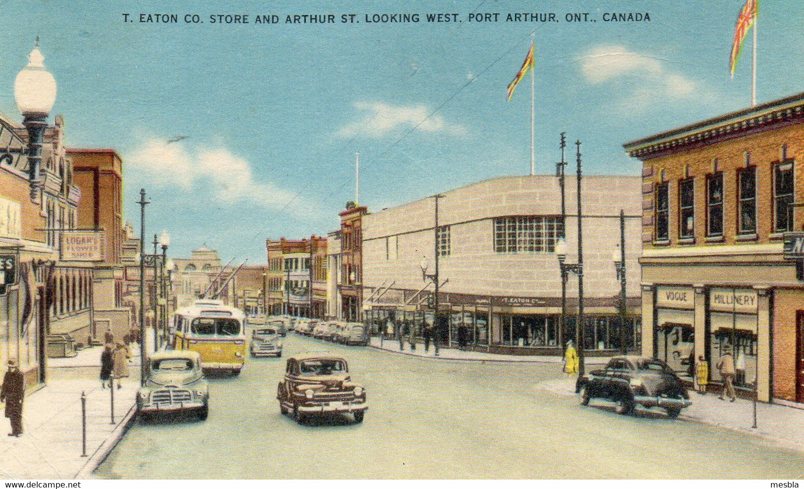 CPA -  CANADA - PORT ARTHUR -  Ontario - T. EATON  CO.   STORE  AND  ARTHUR  ST.  LOOKING  WEST - Port Arthur