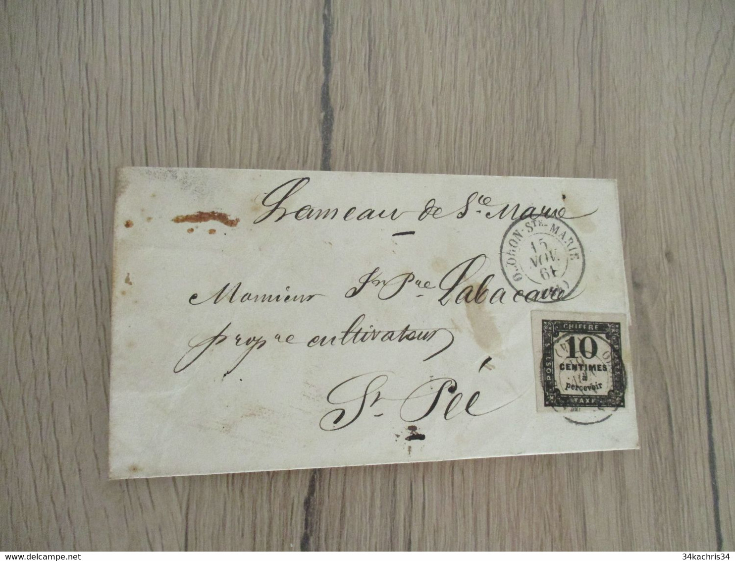 LETTRE FRANCE Hautes Pyrénées Précurseur 15/11/1864 Sans Timbre Taxée TP N° 2 Oloron Pour Saint Pée - Autres & Non Classés