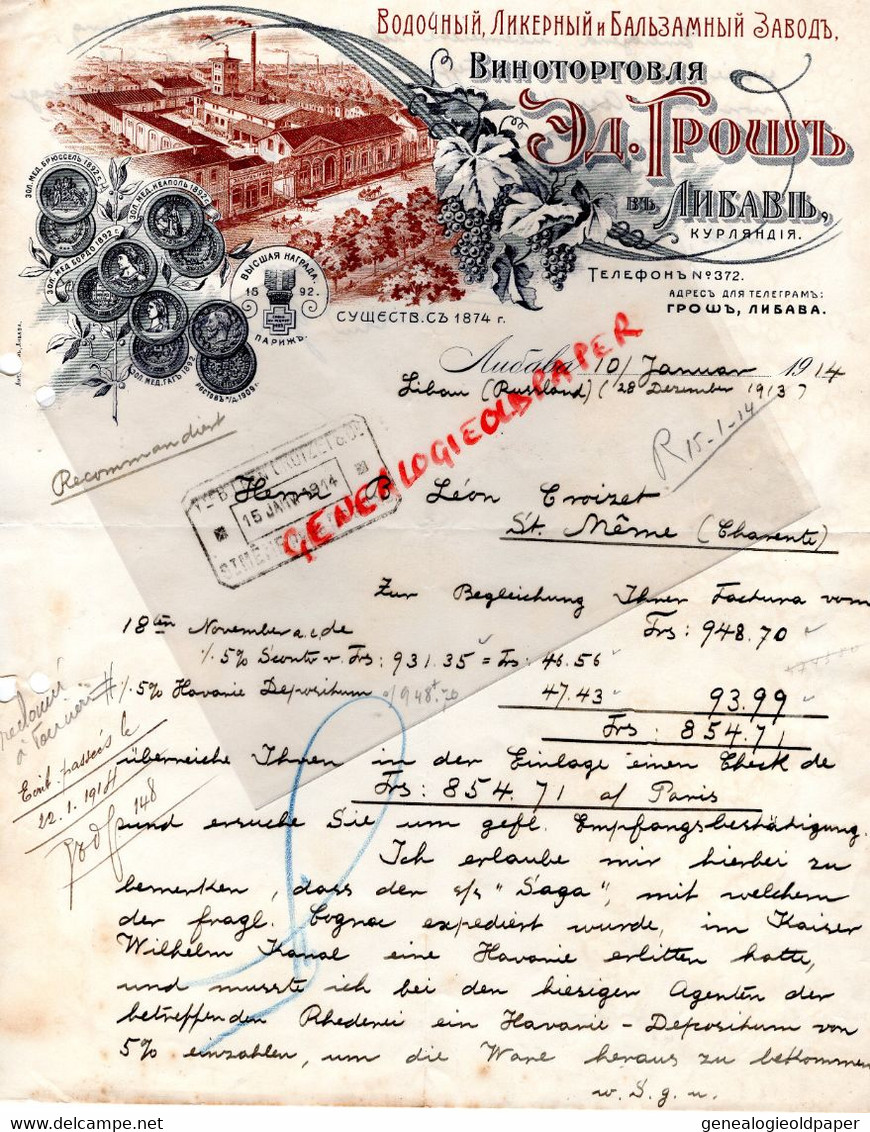 RUSSIE -RUSSLAND  LETTRE  1914- LEON CROIZET ST SAINT MEME CHARENTE - Autres & Non Classés