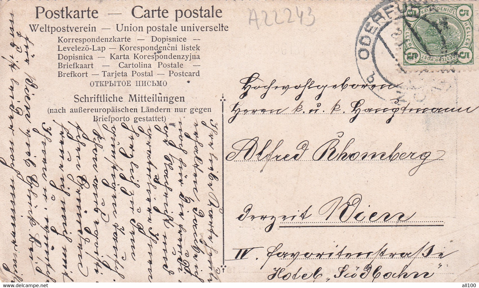 A22243 - Deutscher Madchenkalender Das Kranzchen Rodelgefellschaft Sled Children Austria Post Card Used 1908 Stamp - Sports D'hiver