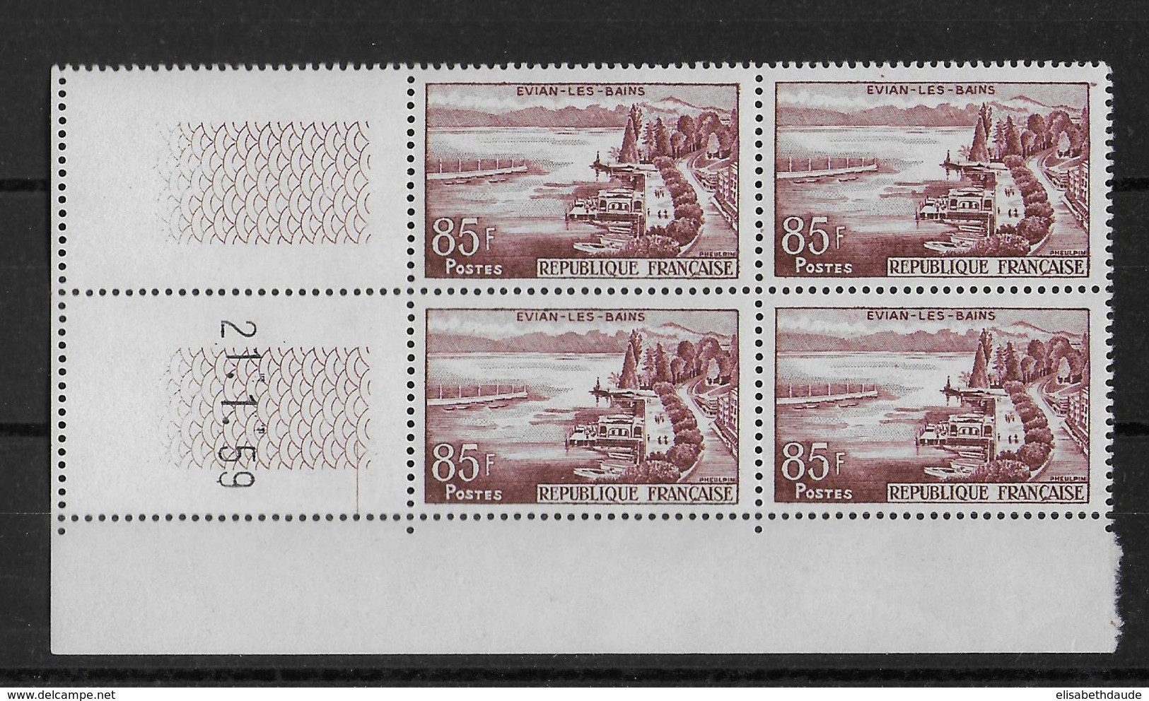 FRANCE - PRIX SPECIAL !! EVIAN 1959 - YVERT N° 1193 En BLOC De 4 COIN DATE ** MNH  - COTE = 24 EUR. - 1950-1959