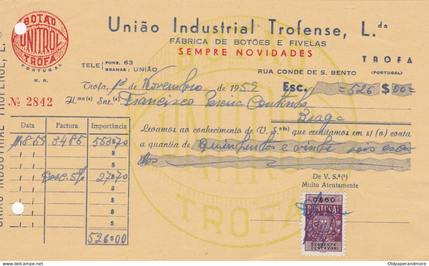 MY BOX 2 - PORTUGAL COMMERCIAL DOCUMENT  - TROFA - FISCAL STAMP - Portugal
