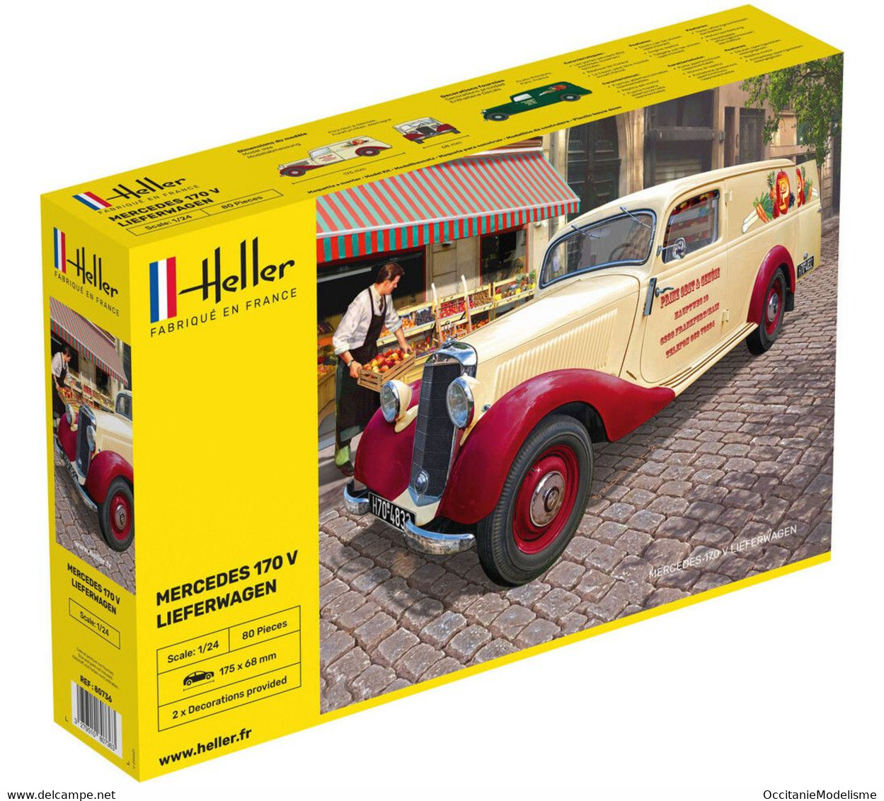 Heller - MERCEDES 170 V Fourgon Lieferwagen Maquette Kit Plastique Réf. 80736 NBO Neuf 1/24 - Autos