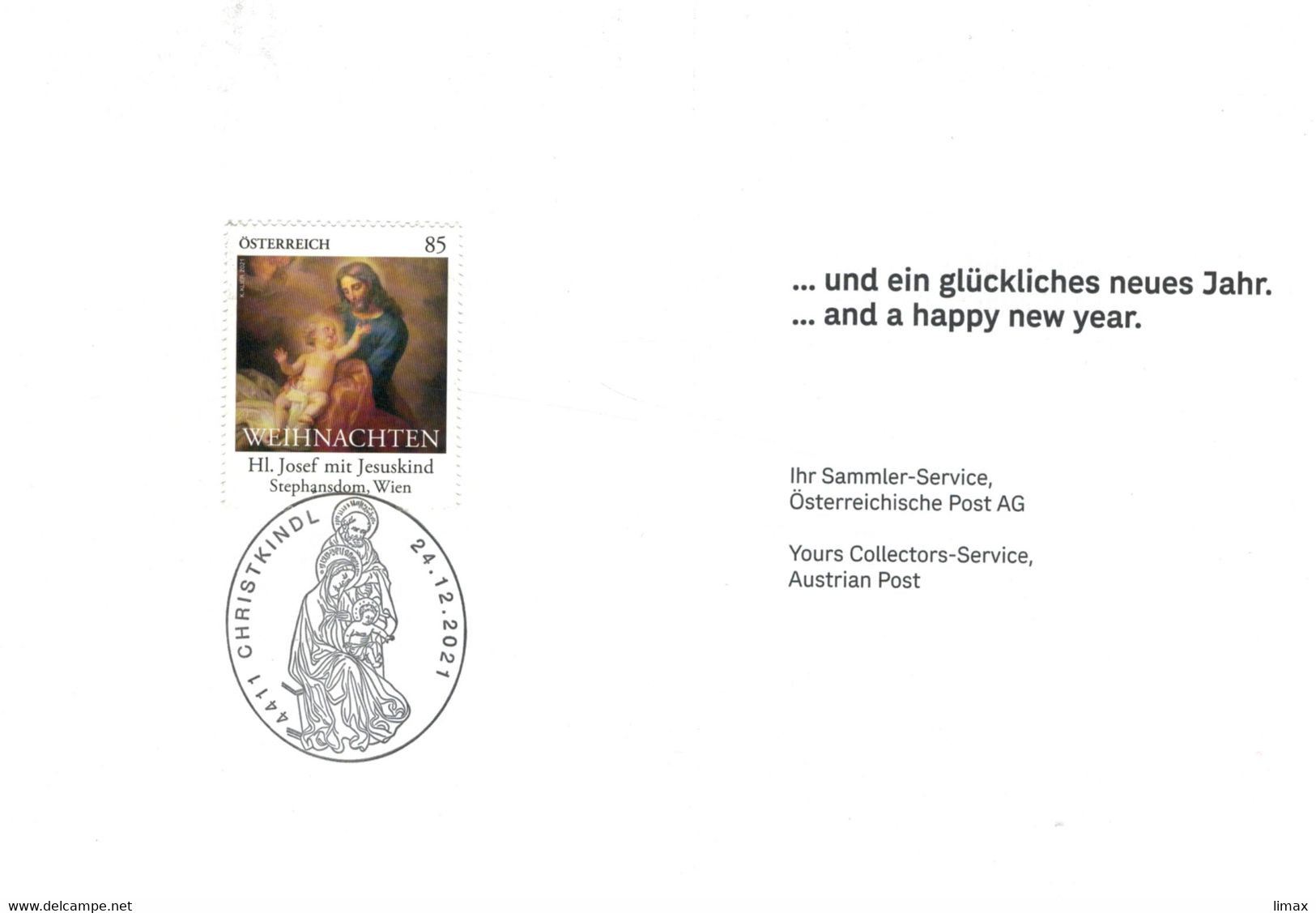 Hl. Josef Jesukind Weihnacht 2021 Stephansdom Wien 4411 Christkindl - Storia Postale