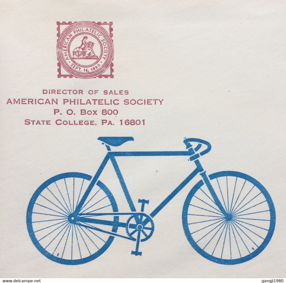 USA 1980, STATIONERY, ILLUSTRATE COVER USED,  “CYCLE” STATE COLLEGE CANCEL,AMERICAN PHILATELIC SOCIETY, - Lettres & Documents