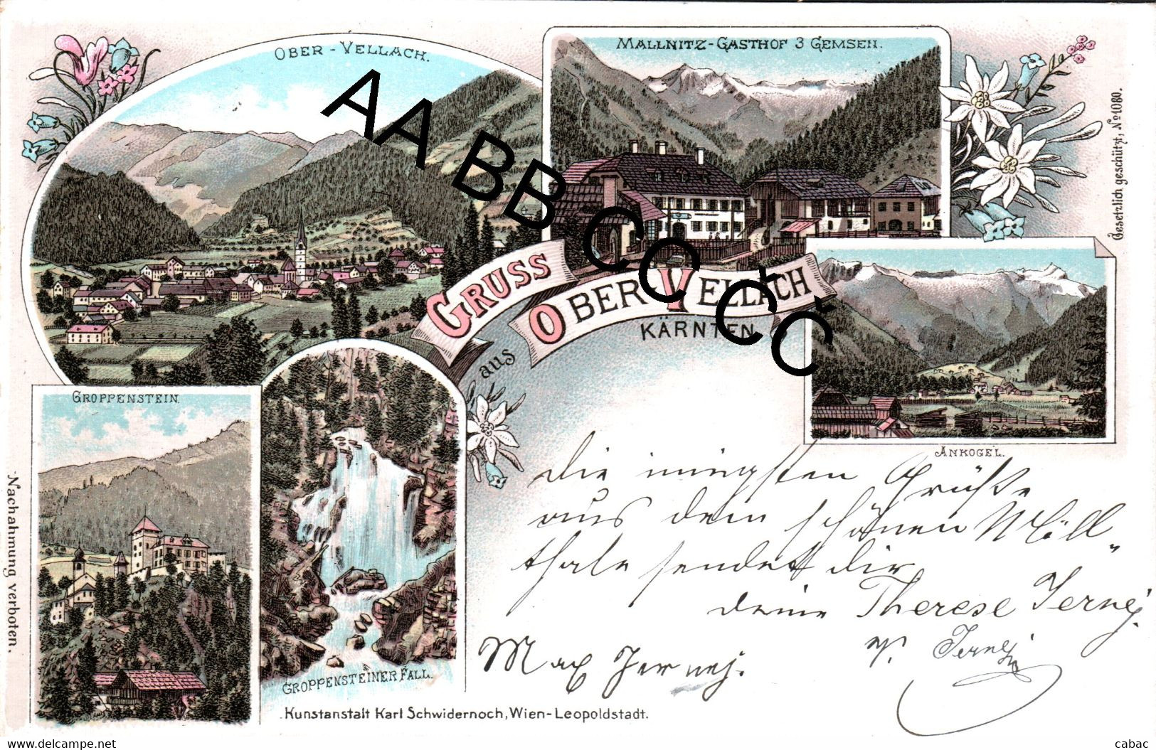 Grus Aus Ober-Vellach, Obervellach, Ober Vellach, 1897, Zgornja Bela, Litho, Koroška, Karnten, Schwidernoch, Gasthof - Obervellach