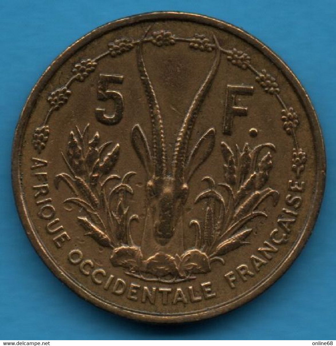 Afrique Occidentale Française 5 FRANCS 1956 KM# 5 Gazelle - África Occidental Francesa