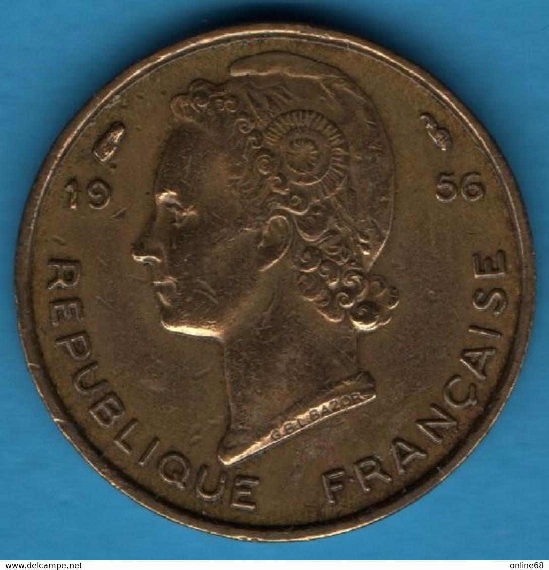 Afrique Occidentale Française 5 FRANCS 1956 KM# 5 Gazelle - África Occidental Francesa