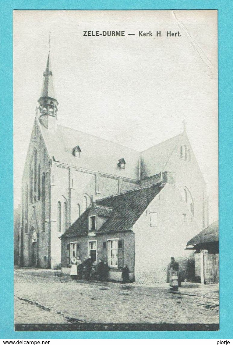 * Zele - Durme (Oost Vlaanderen) * Kerk Heilig Hart, église, Church, Kirche, Animée, Zeldzaam, Unique, TOP - Zele