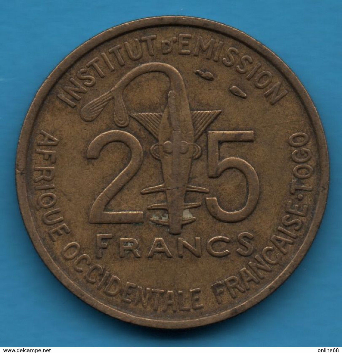 Afrique Occidentale Française TOGO 25 FRANCS 1957 KM# 9 Gazelle - French West Africa