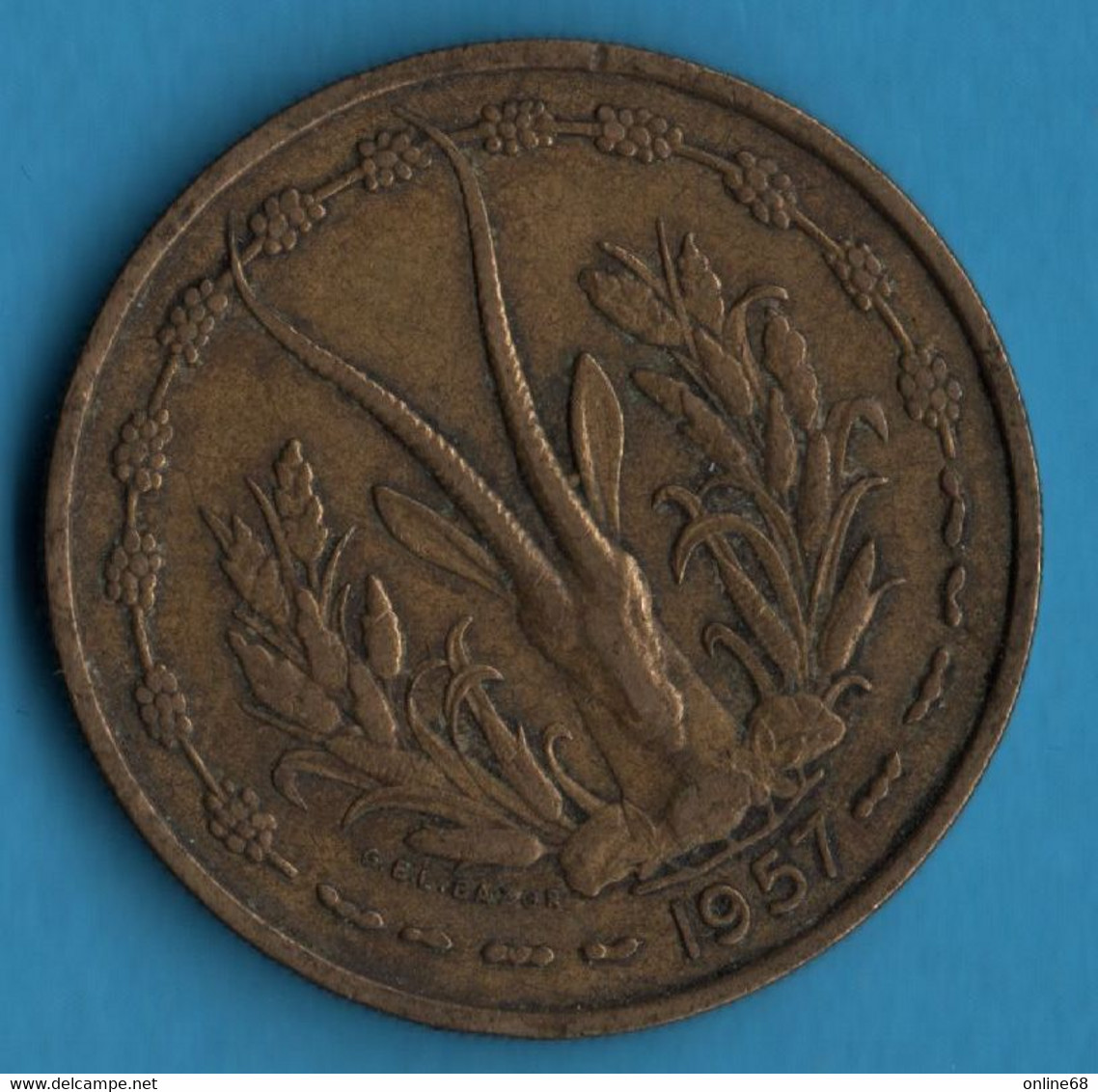 Afrique Occidentale Française TOGO 25 FRANCS 1957 KM# 9 Gazelle - French West Africa