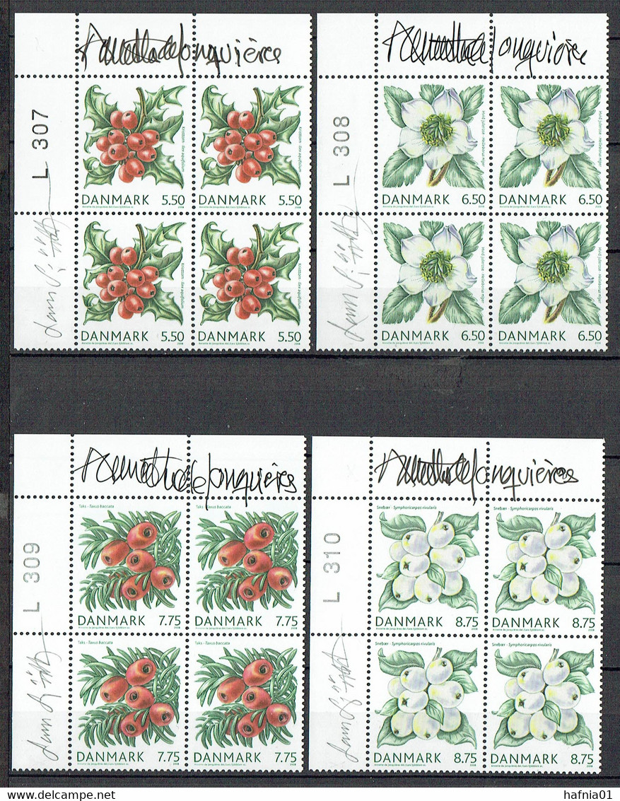 Lars Sjööblom. Denmark 2008. Christmas. Michel 1511-1514 Plate Blocks MNH. Signed. - Blocks & Kleinbögen