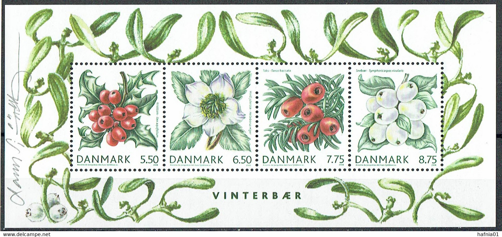 Lars Sjööblom. Denmark 2008. Christmas. Michel Bl.34. MNH. Signed. - Blocs-feuillets